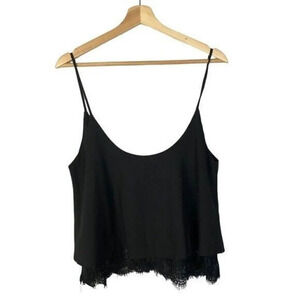 Boutique Evenuel Black Lace Trim Scoop Neck Tank Top S